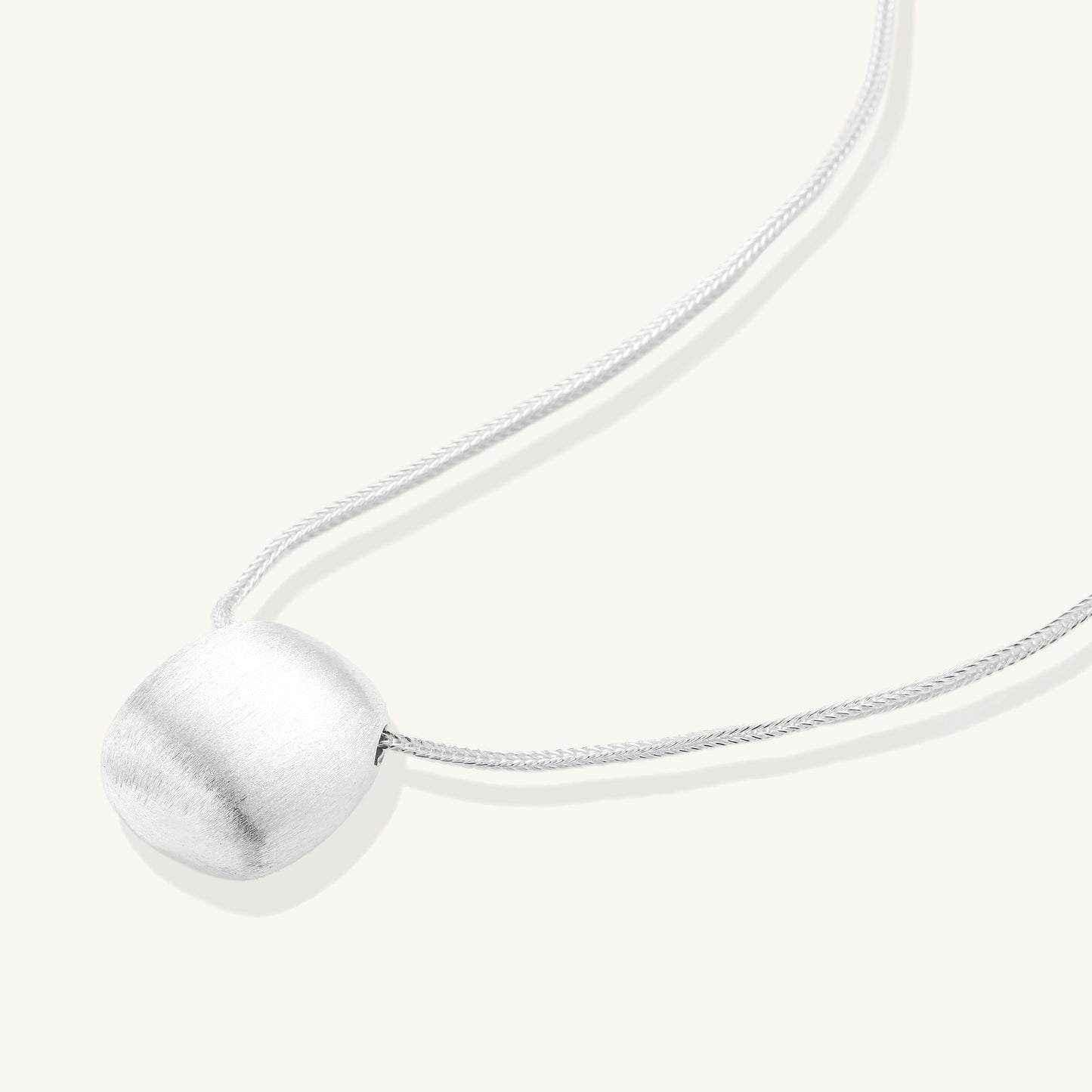 Brushed Silver Disc Necklace