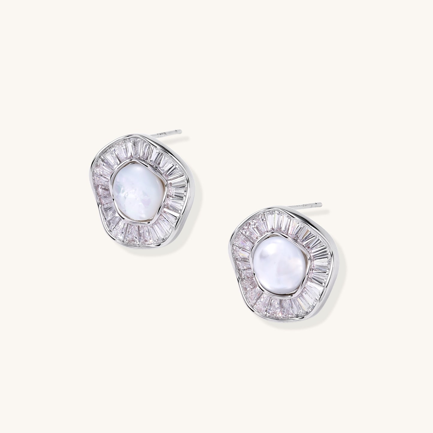 Sunburst Pearl Stud Earrings