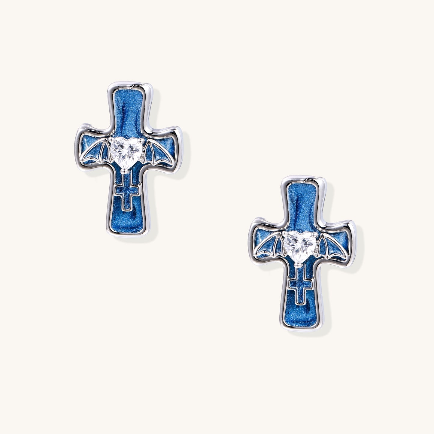Gothic Cross Heart Earrings