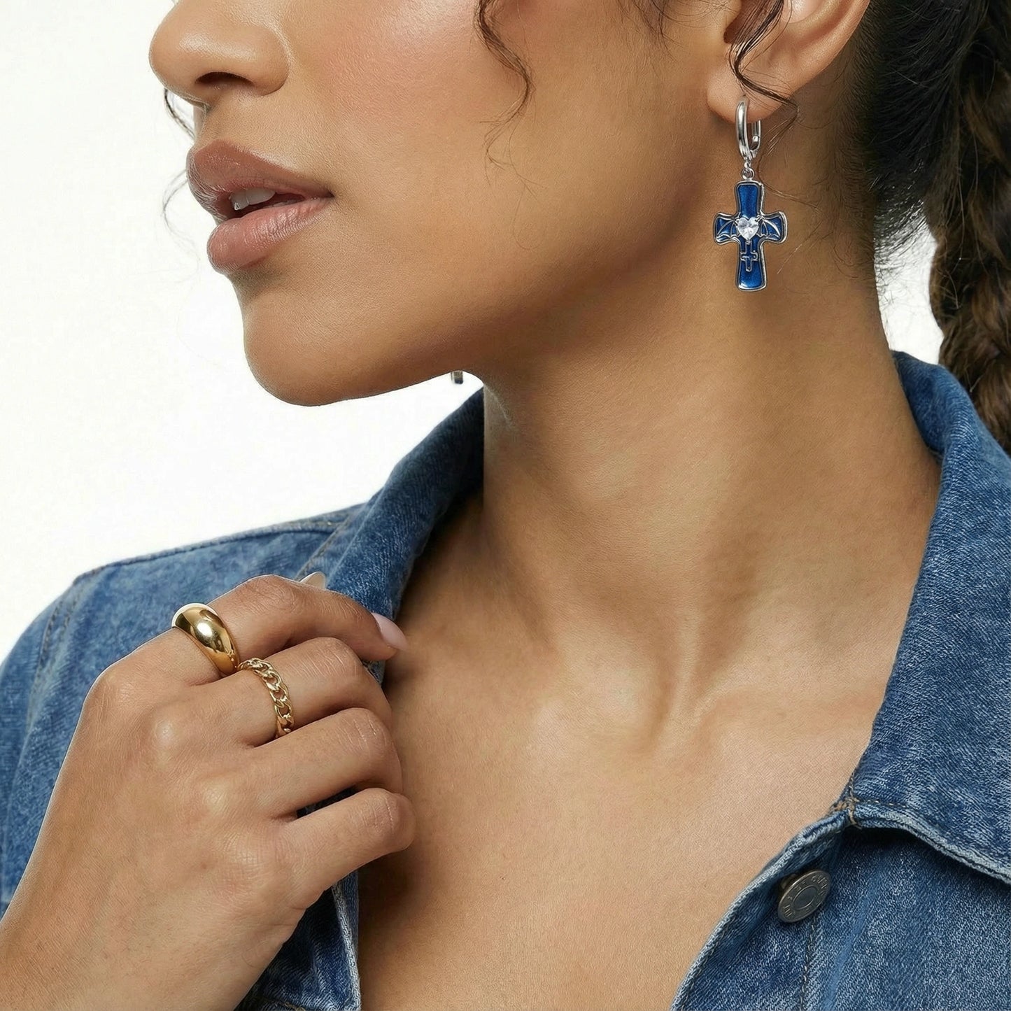 Boucles d'oreilles croix ange gardien - Aurery
