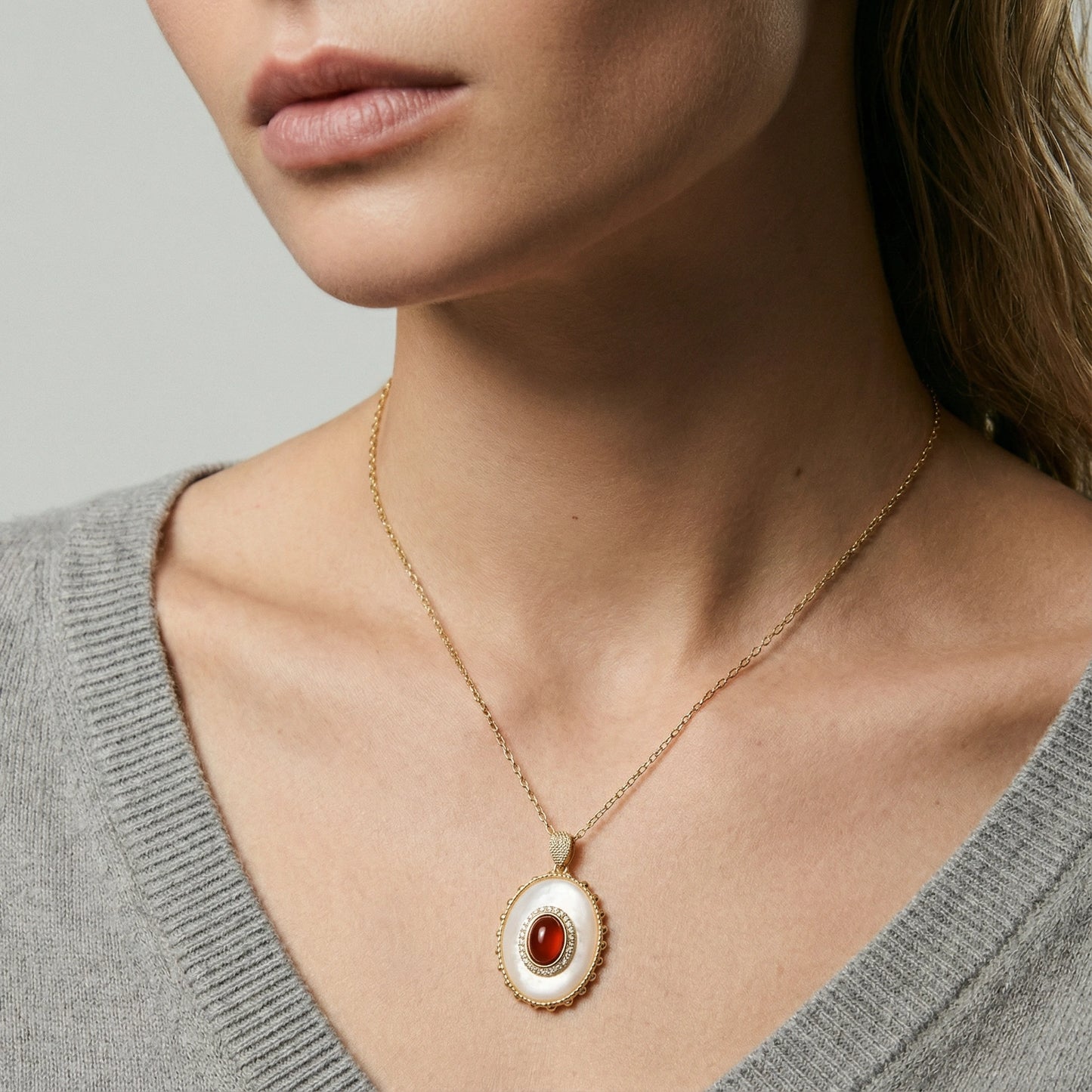 Amber Cameo Pendant