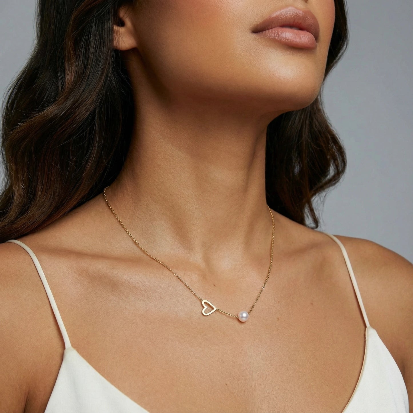 Collier Perle Étreinte Cœur - Aurery