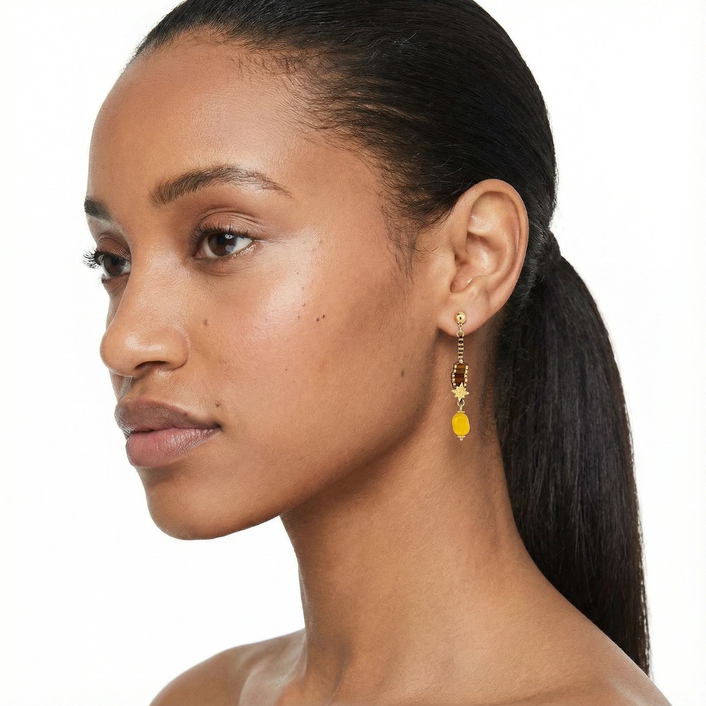 Boucles d'oreilles pendantes ambre célestes - Aurery