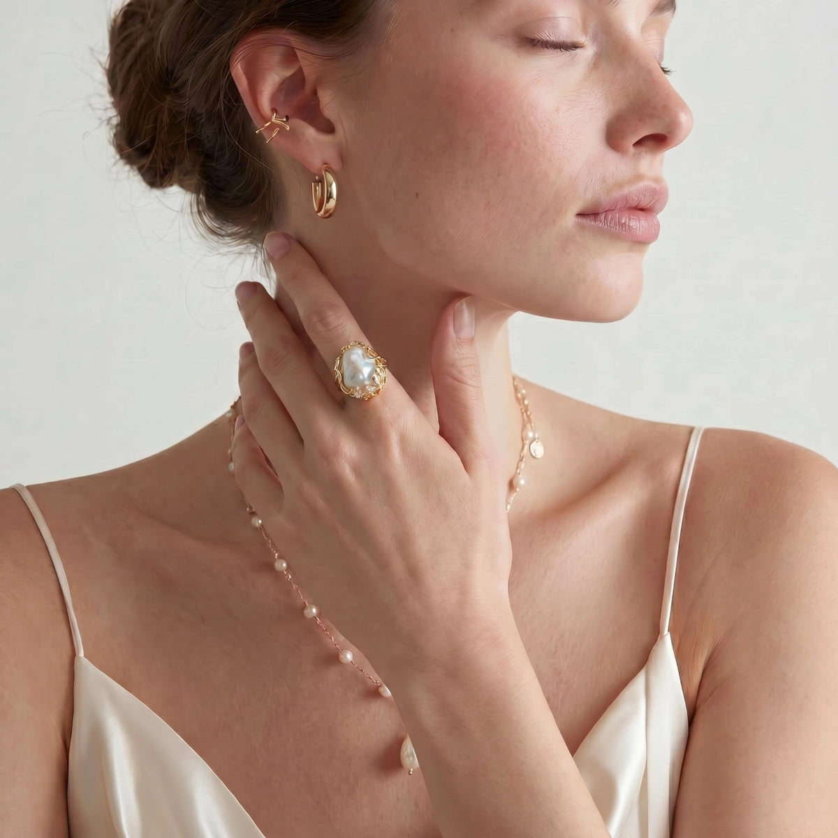 Baroque Pearl Crown Ring - Aurery