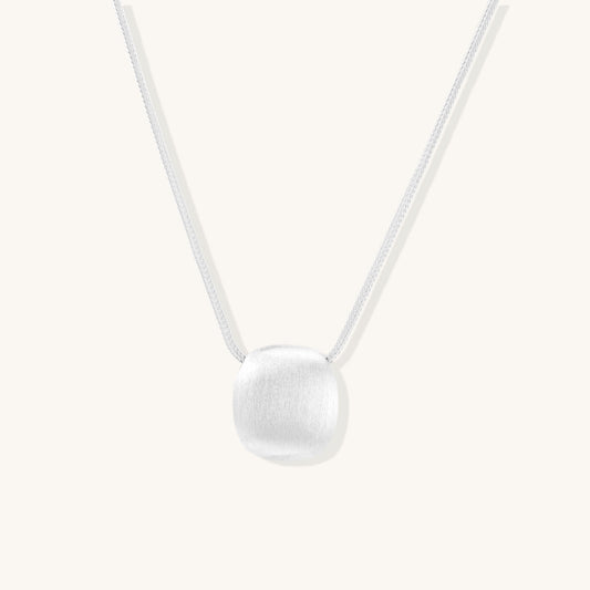 Brushed Silver Disc Necklace