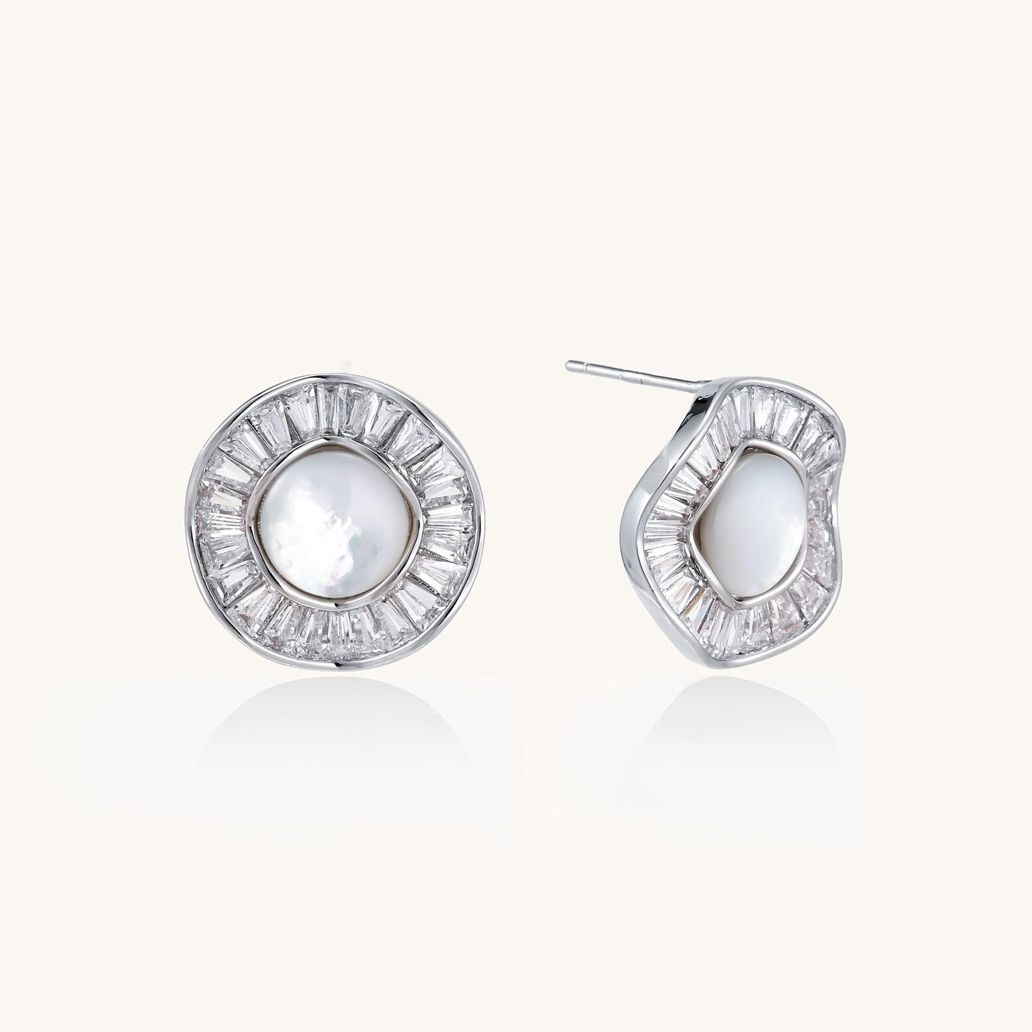 Sunburst Pearl Stud Earrings