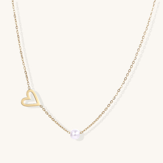 Pearl Heart Embrace Necklace