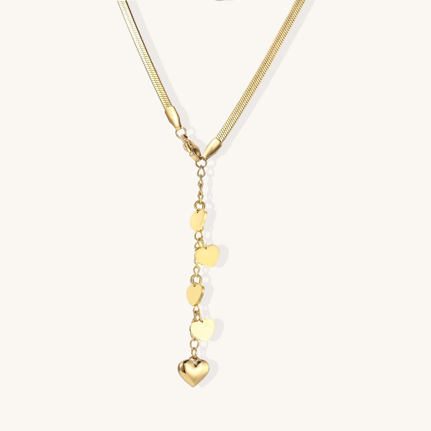 Golden Hearts Cascade Necklace