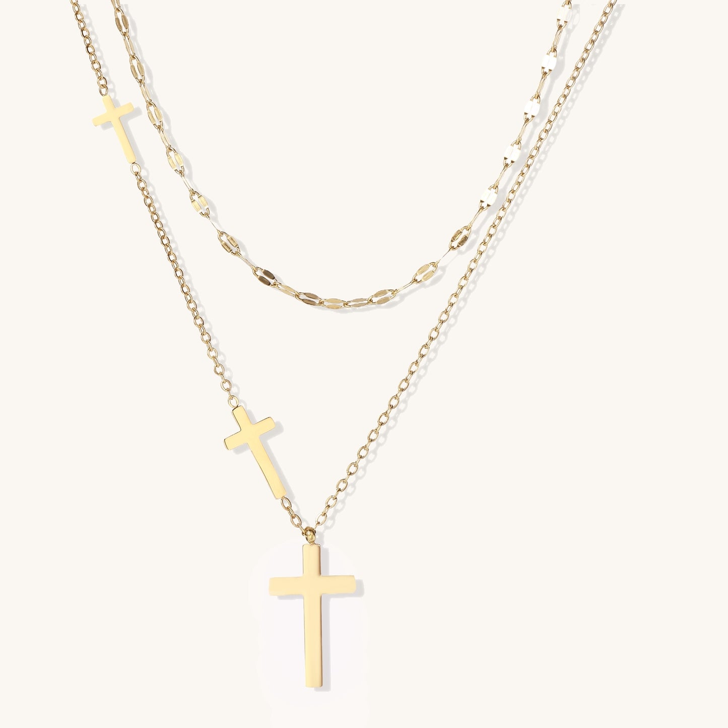 Divine Layers Cross Necklace Set