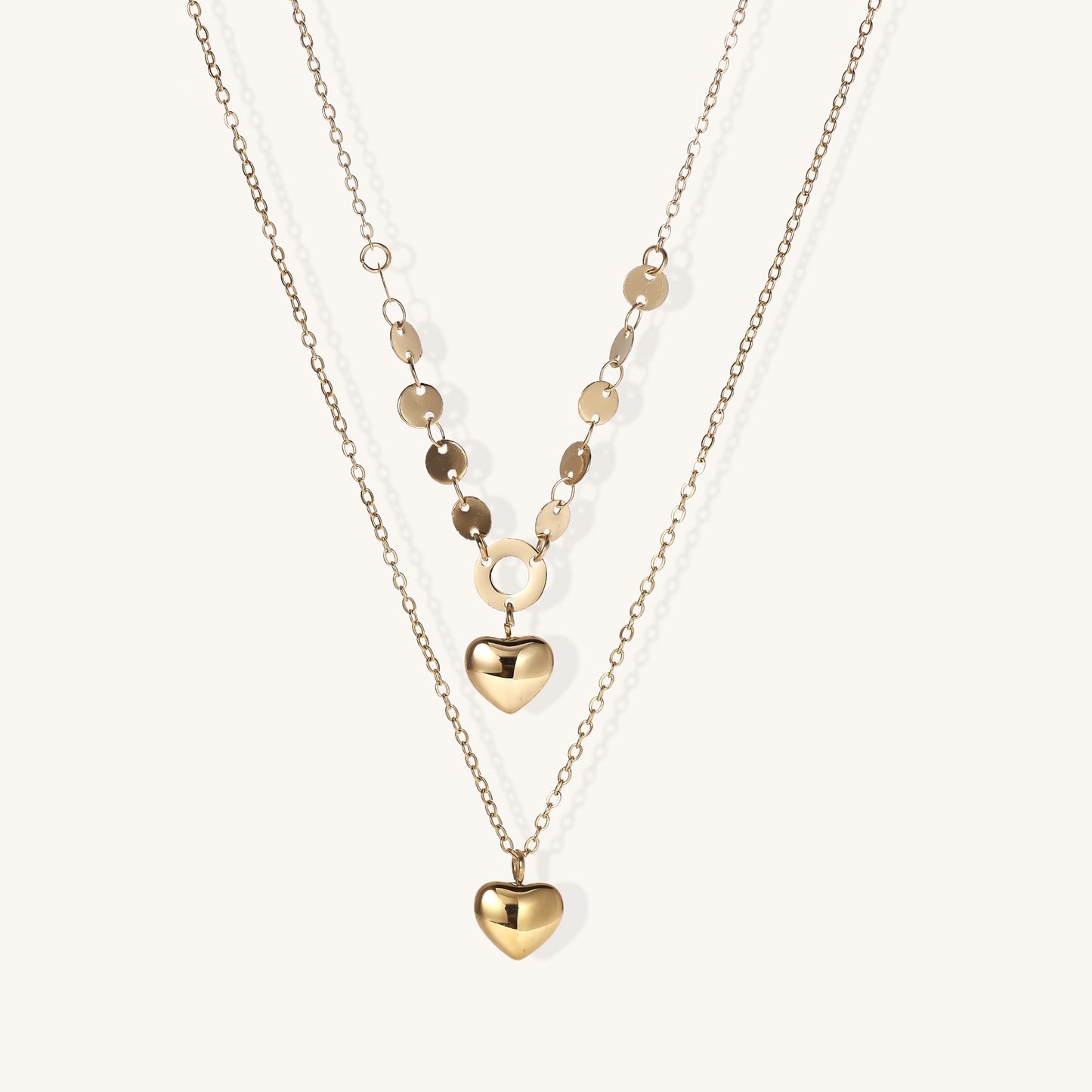 Golden Hearts Layered Necklace Set