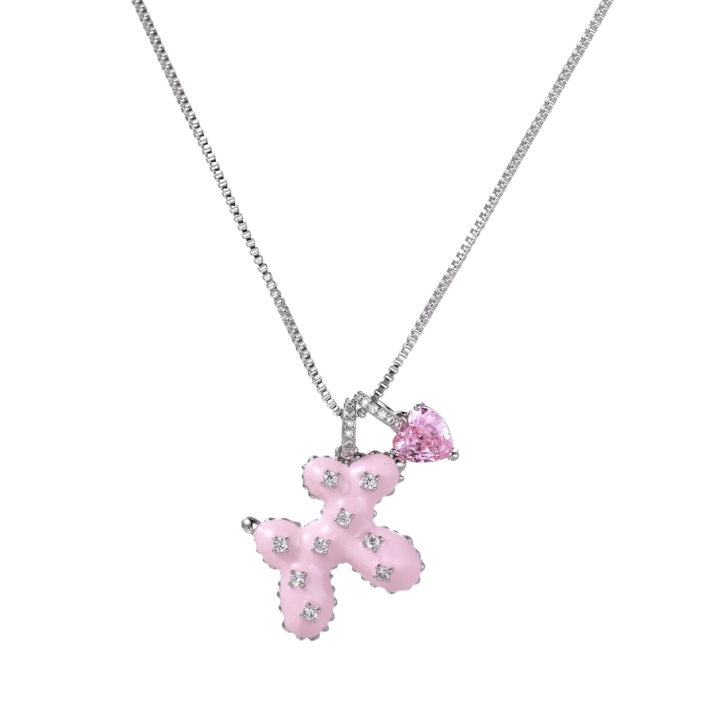 Pink Cross Heart Necklace