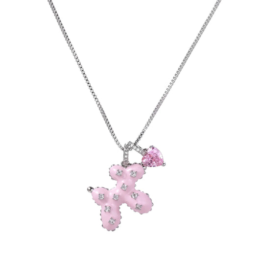 Pink Cross Heart Necklace
