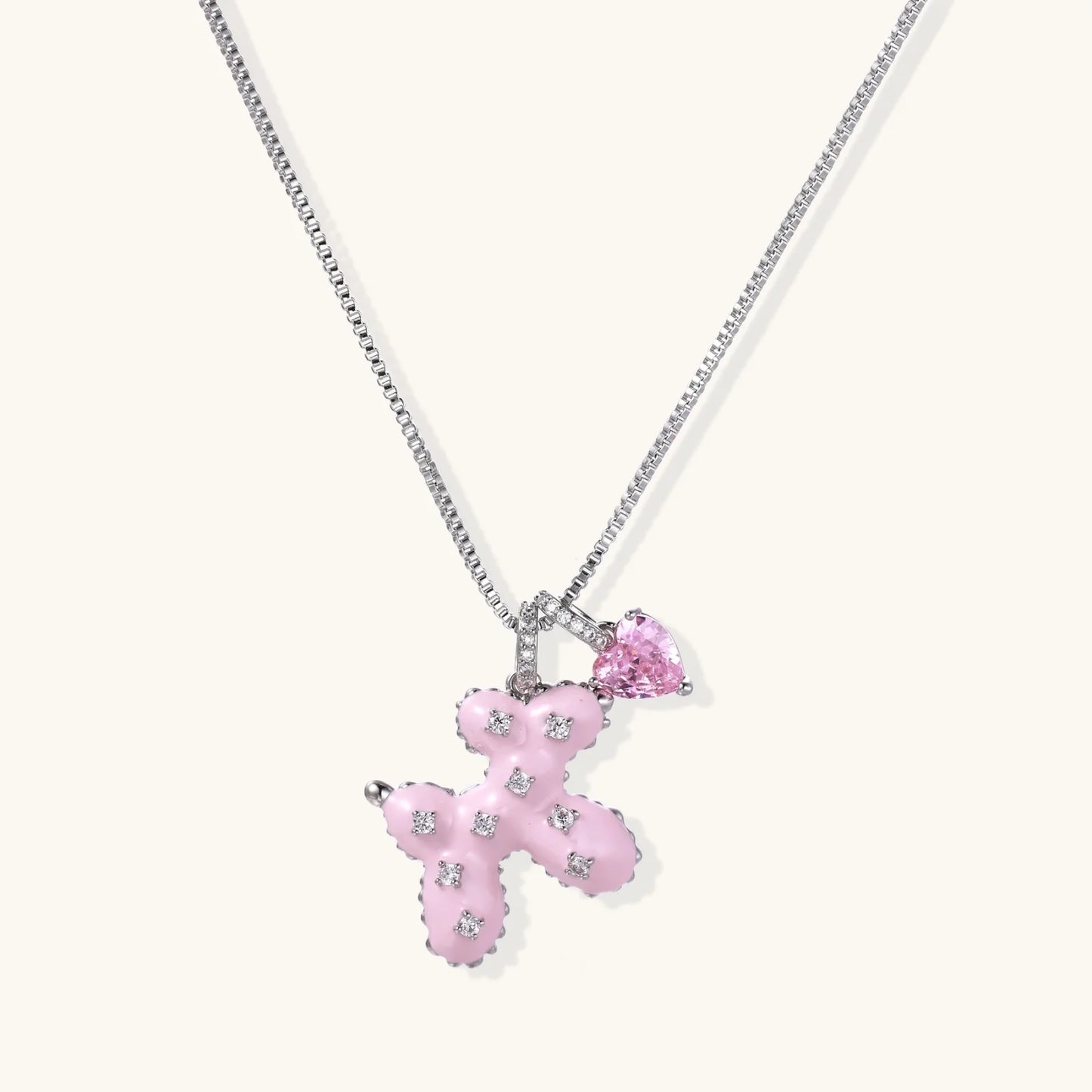 Collier Croix Cœur Rose - Aurery