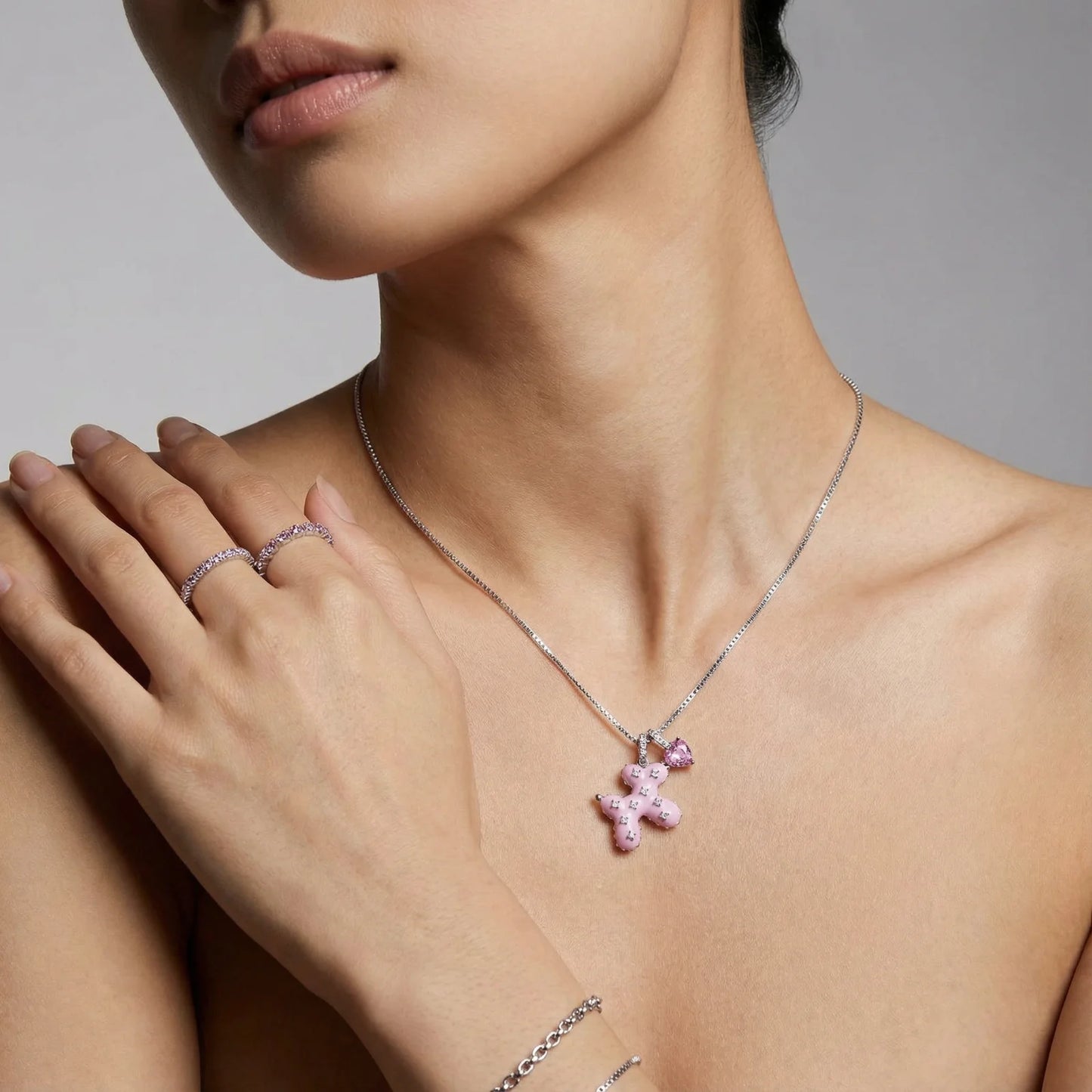 Collier Croix Cœur Rose - Aurery