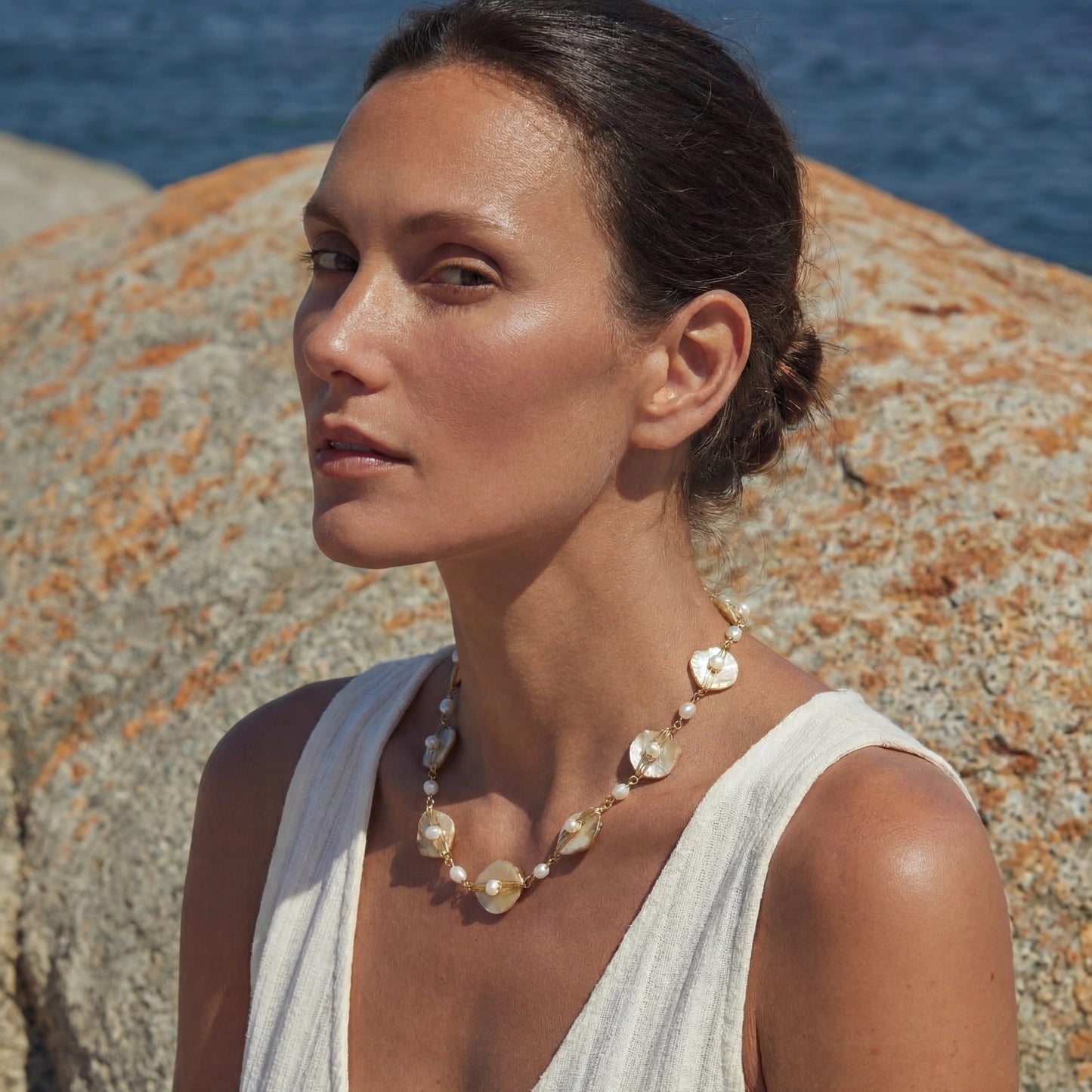 Collier de Perles Feuille Dorée - Aurery