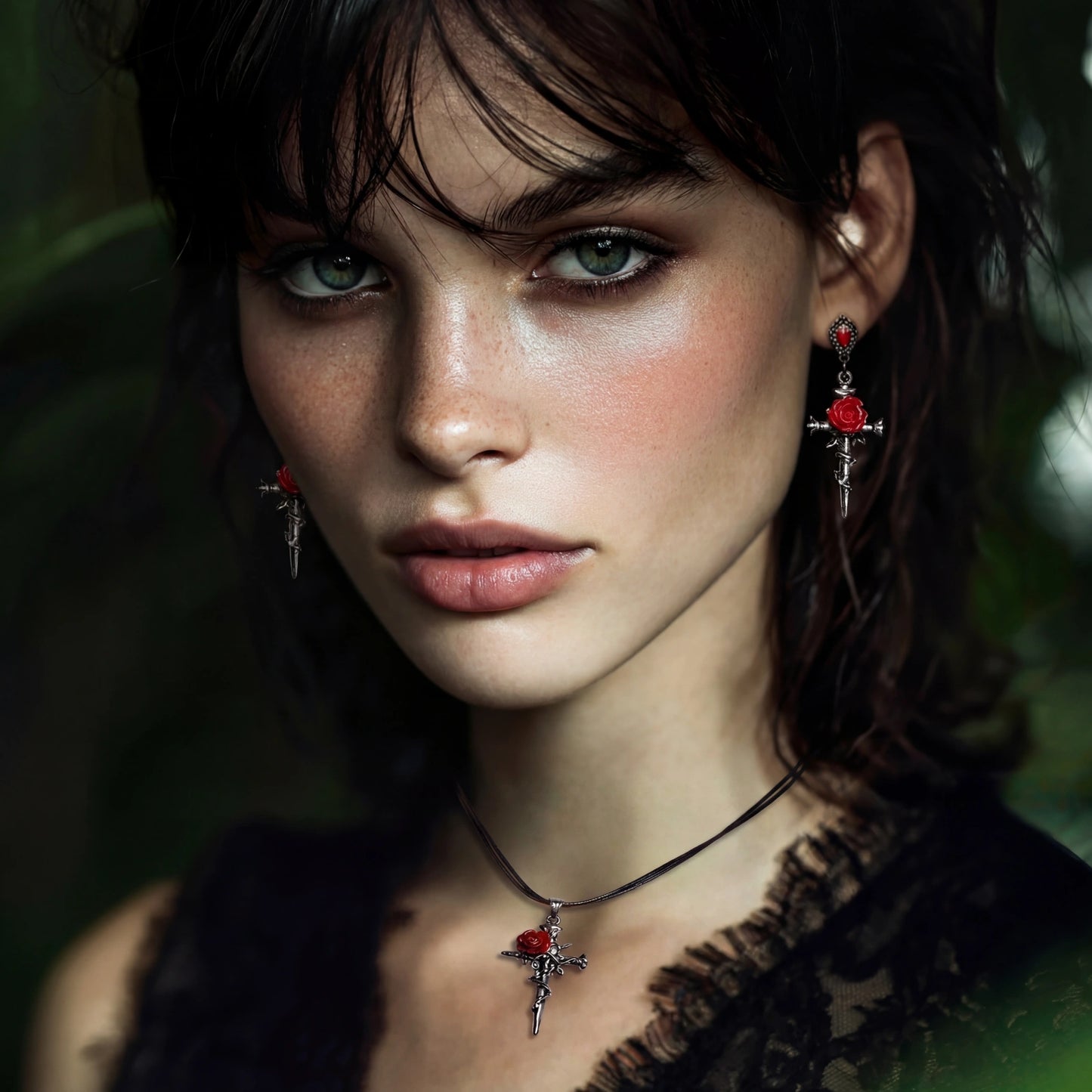 Thorned Rose Cross Set
